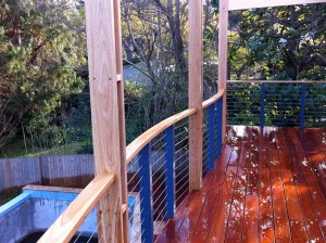 Curved Timber Handrail With Marine Grade Stainless wires and Turn Buckles