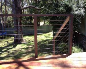 Timber Handrail With Marine Grade Stainless Steel Wire