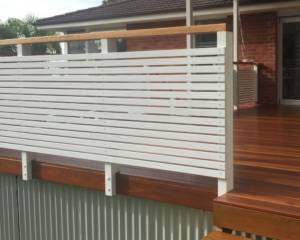 Privacy Screen Hand Rail With Painted Finish and Hardwood Top Rail